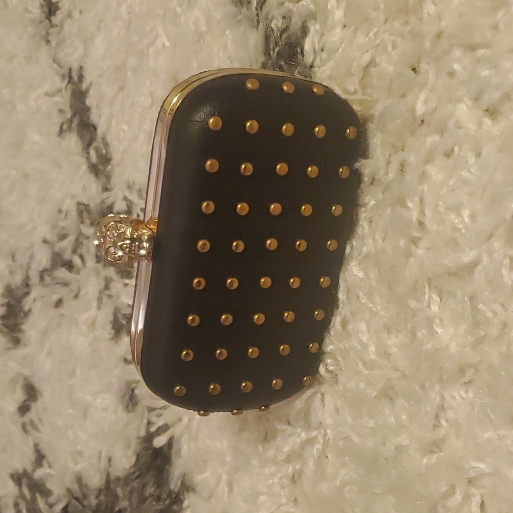 JustFab Black and Gold Studded Clutch